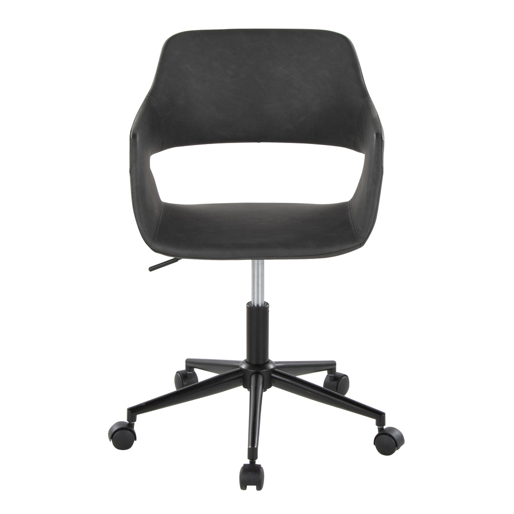 Contemporary Task Chair in Black Metal and Grey Faux Leather | Premium Home Decor - Grand Goldman