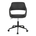 Contemporary Task Chair in Black Metal and Grey Faux Leather | Premium Home Decor - Grand Goldman