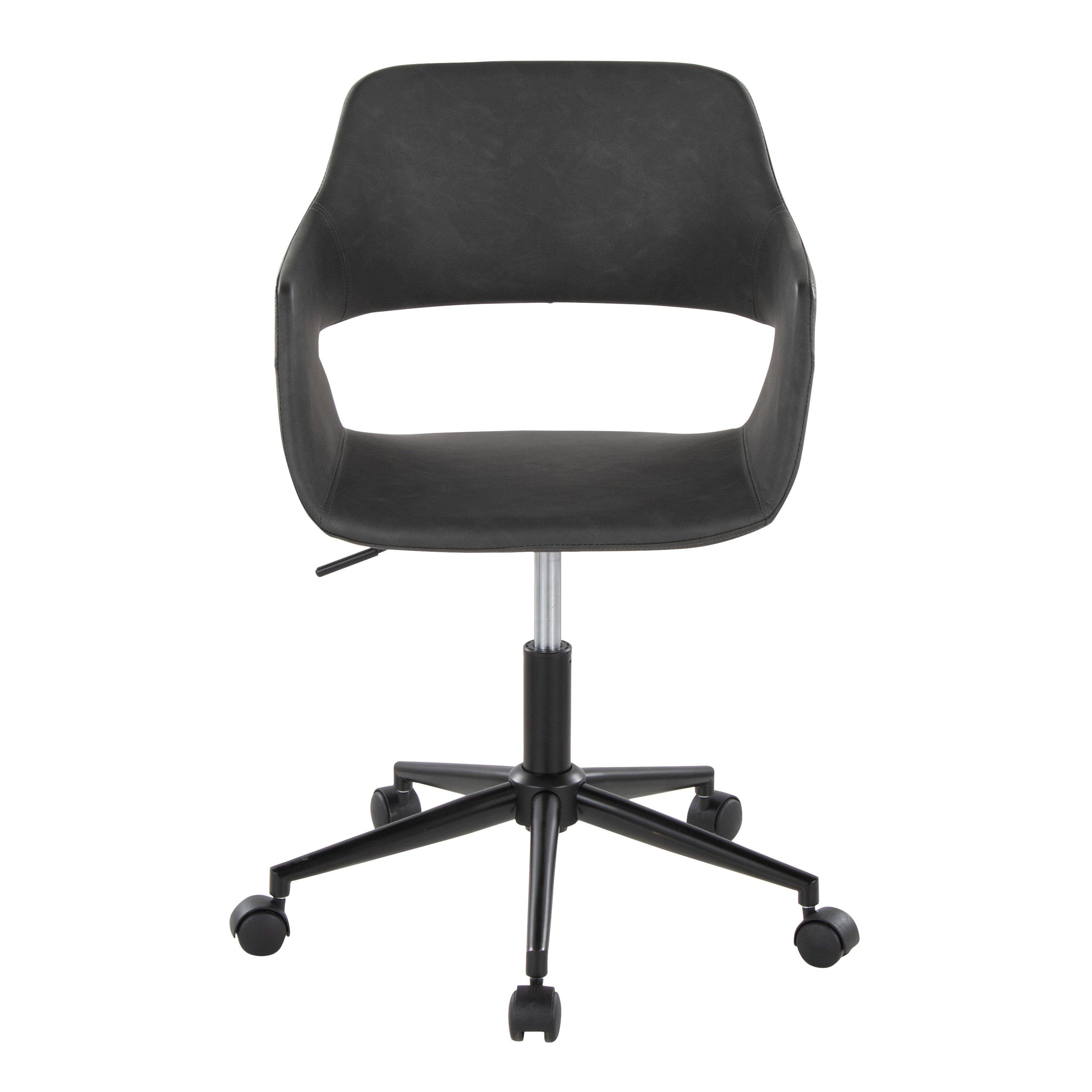 Contemporary Task Chair in Black Metal and Grey Faux Leather | Premium Home Decor - Grand Goldman