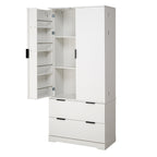 72' Modern Fluted Kitchen Pantry Cabinet with 2 Large Drawers & 8-Door Spice Rack, White MDF Freestanding Storage Organizer for Bathroom, Dining Room, Office, Entryway - Grand Goldman Shop