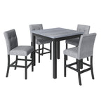 TOPMAX 5-Piece Counter Height Dining Set Wood Square Dining Room Table and Chairs Stools w/Footrest & 4 Upholstered high-back Chairs,Black - Grand Goldman Shop