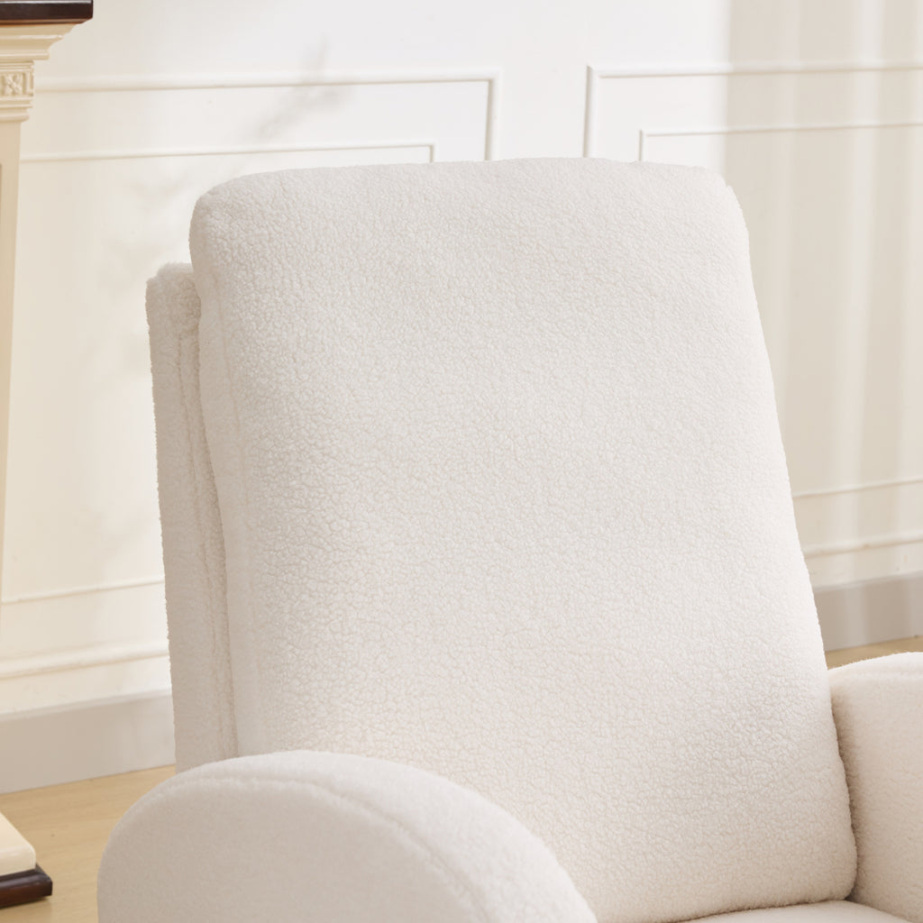 27.2'W Rocking Chair for Nursery, Sherpa Glider Chair with High Back and Side Pocket, Rocking Accent Armchair with Rubber Wood Legs for Living Room/Bedroom.Ivory - Grand Goldman Shop