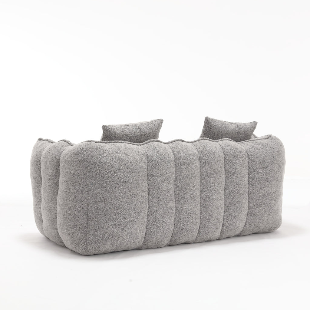 Cozy Beanbag Chair with High Resilience Foam Core for Two - Grey Chenille, 66x35x25 inches - Grand Goldman Shop