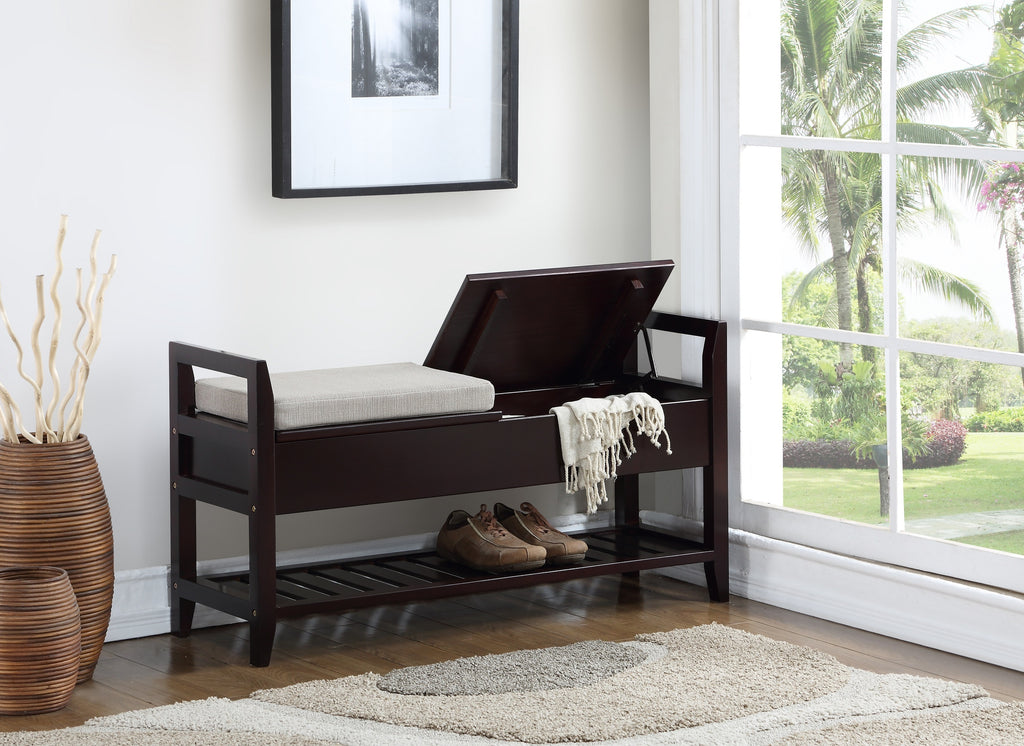 Vannes Espresso Storage Shoe Bench - Grand Goldman Shop