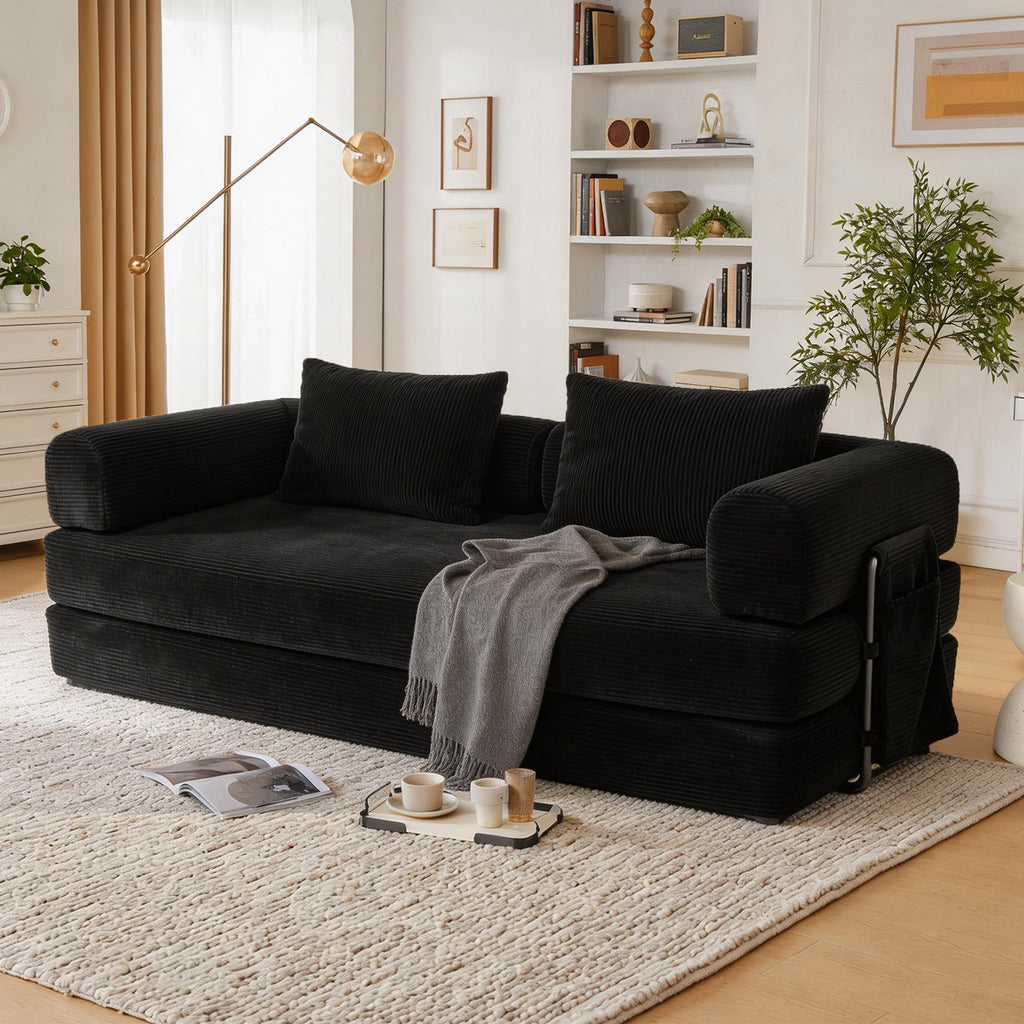 78 Inch Convertible Sleeper Sofa Bed, Futon Boneless Couch Lounge Loveseat with Pull Out Bed, No Assembly Required - Grand Goldman Shop