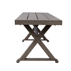 Modern Aluminum Outdoor Dining Bench with X-Base, Dark Gray Finish, 59'W Patio Seating - Grand Goldman Shop