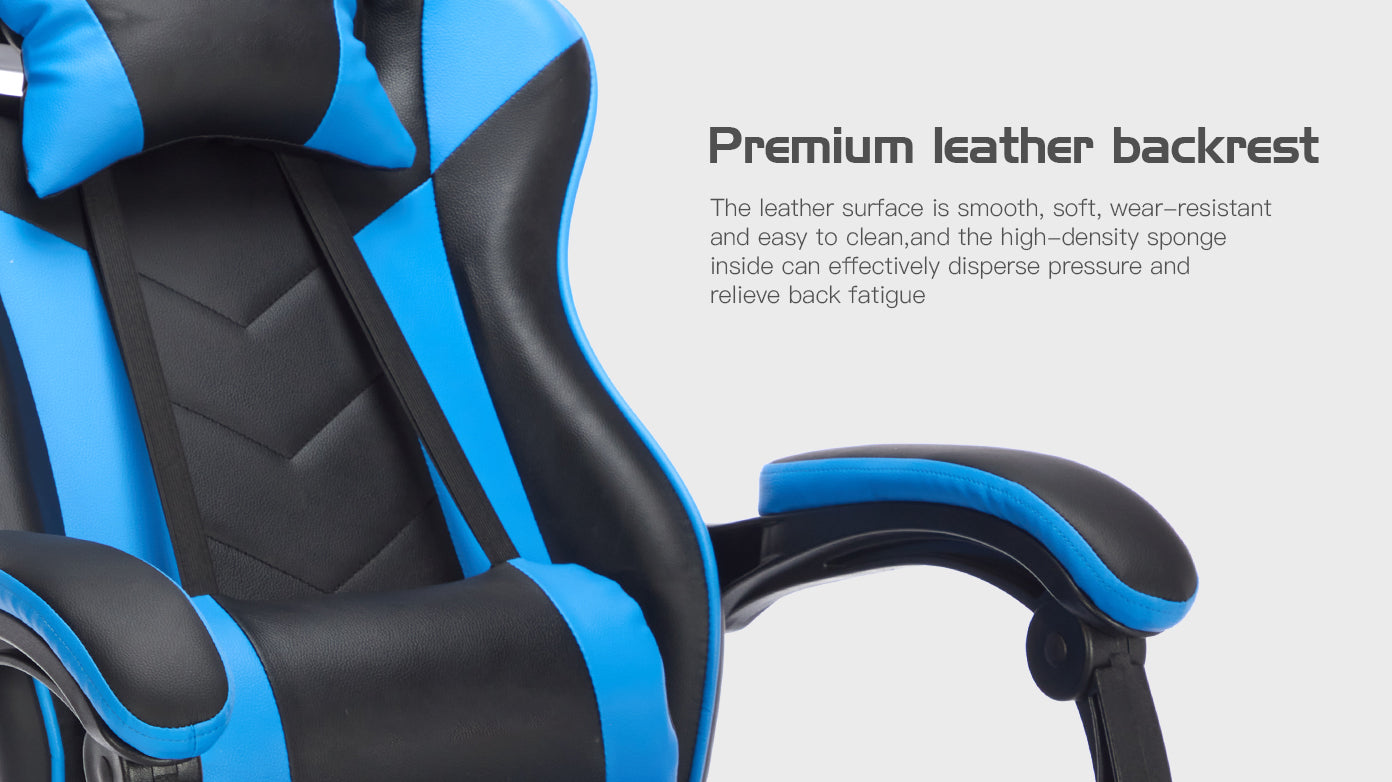 Gaming Chair with Footrest, Ergonomic Computer Chair with Headrest and Lumbar Support, Breathable Material Height Adjustable 