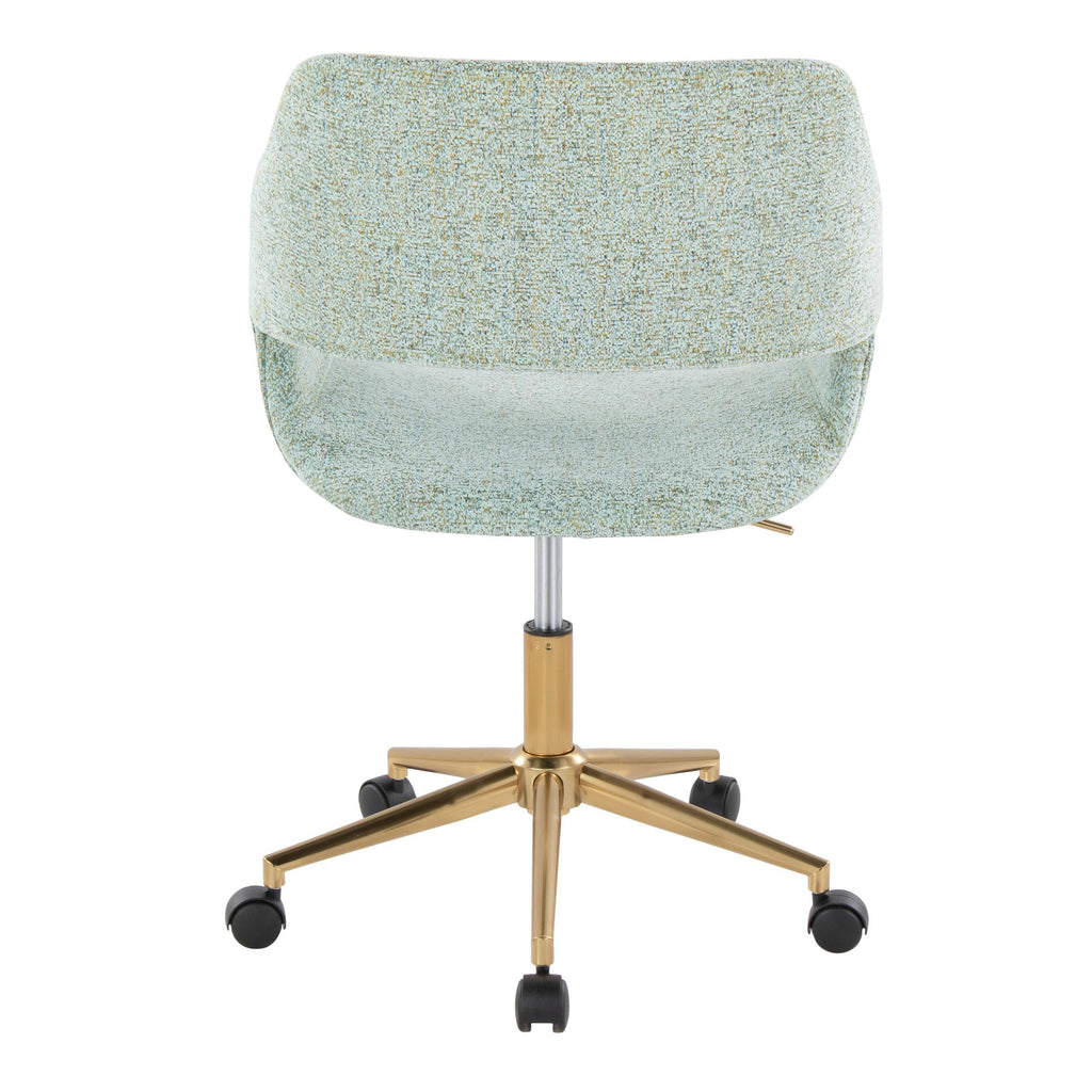 Contemporary Task Chair in Gold Metal and Light Green Fabric | Premium Home Decor - Grand Goldman