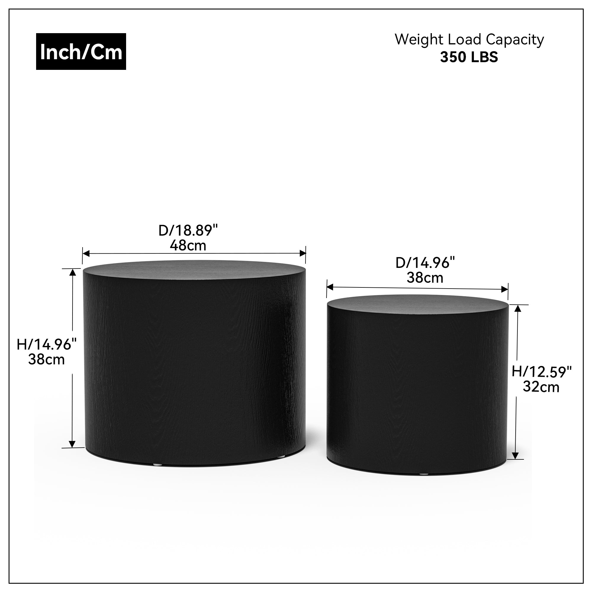 MDF with ash/oak/walnut veneer side table/coffee table/end table/nesting table set of 2 for living room,office,bedroom Black - Grand Goldman Shop