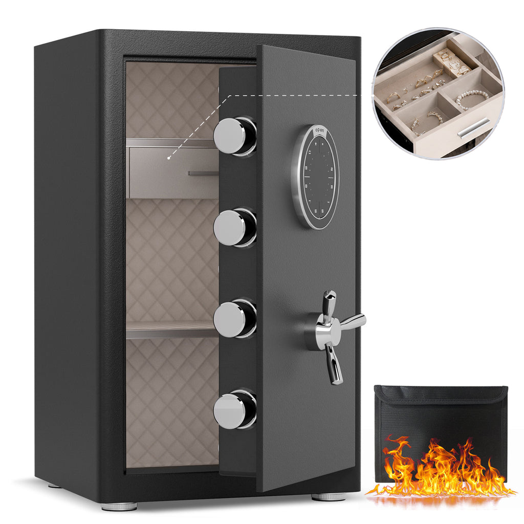 2.8 Cu Ft Large Home Safe with Fireproof Bag, Heavy-Duty Steel Construction, Digital Keypad, 10mm Door & 28mm Bolts, Removabl