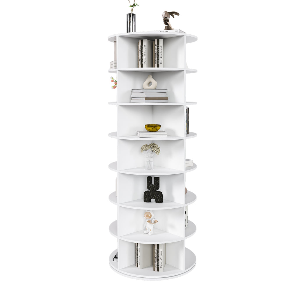 Rotating Shoe Rack Tower, 7-Tier Spinning Storage Rack, Free Standing 360° Revolving Organizer in White with Durable PVC Construction - Grand Goldman Shop
