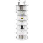Rotating Shoe Rack Tower, 7-Tier Spinning Storage Rack, Free Standing 360° Revolving Organizer in White with Durable PVC Construction - Grand Goldman Shop