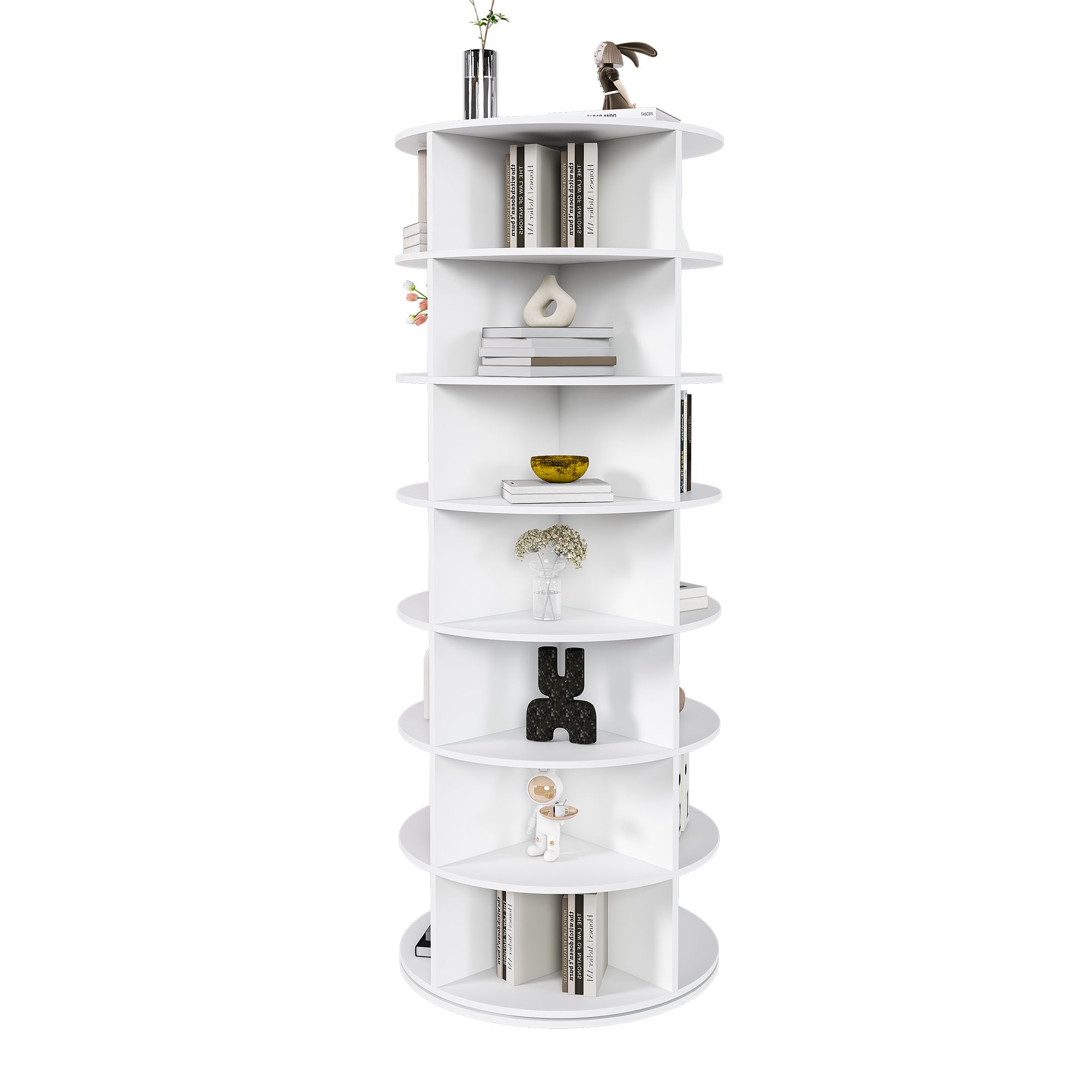 Rotating Shoe Rack Tower, 7-Tier Spinning Storage Rack, Free Standing 360° Revolving Organizer in White with Durable PVC Construction - Grand Goldman Shop