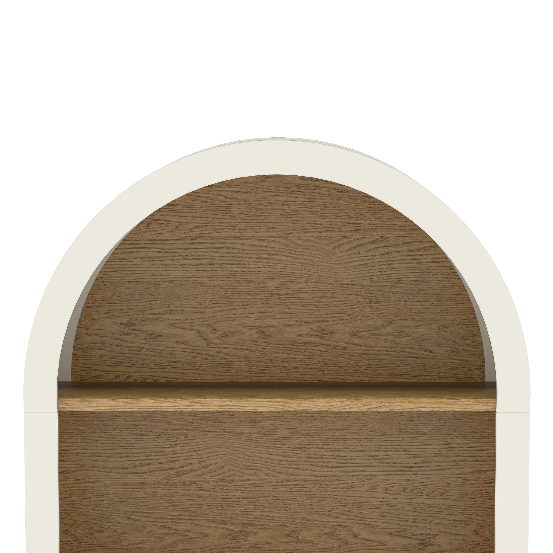 Arched Small Bookcase,Arched Storage Cabinet,Wooden Modern Arched Top Bookshelf with 3 Shelves,White with Woodgrain Shelves, 3-Tier Storage Shelf for Living Room, Bedroom, Entryway - Grand Goldman Shop
