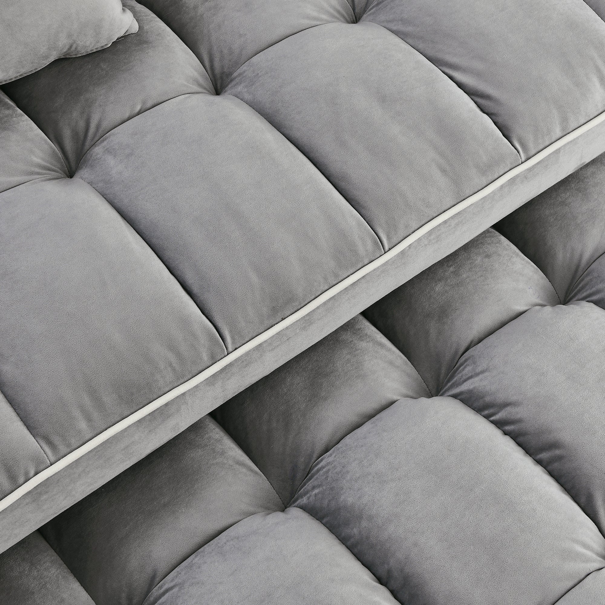 55.51 inch versatile foldable sofa bed in 3 lengths, modern sofa sofa sofa velvet pull-out bed, adjustable back and with USB port and ashtray and swivel phone stand (Grey) - Grand Goldman Shop