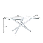 39.37' Rectangular Clear Tempered Glass Coffee Table,Stylish Design with Silver Chrome Plated Metal Legs, Coffee Table for Living Room - Grand Goldman Shop