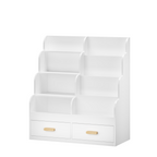 Kids Bookshelf with 2 Storage Drawers, Front-Facing Children's Bookcase and Toy Organizer, Multi-Tier Reading Shelf for Toddl