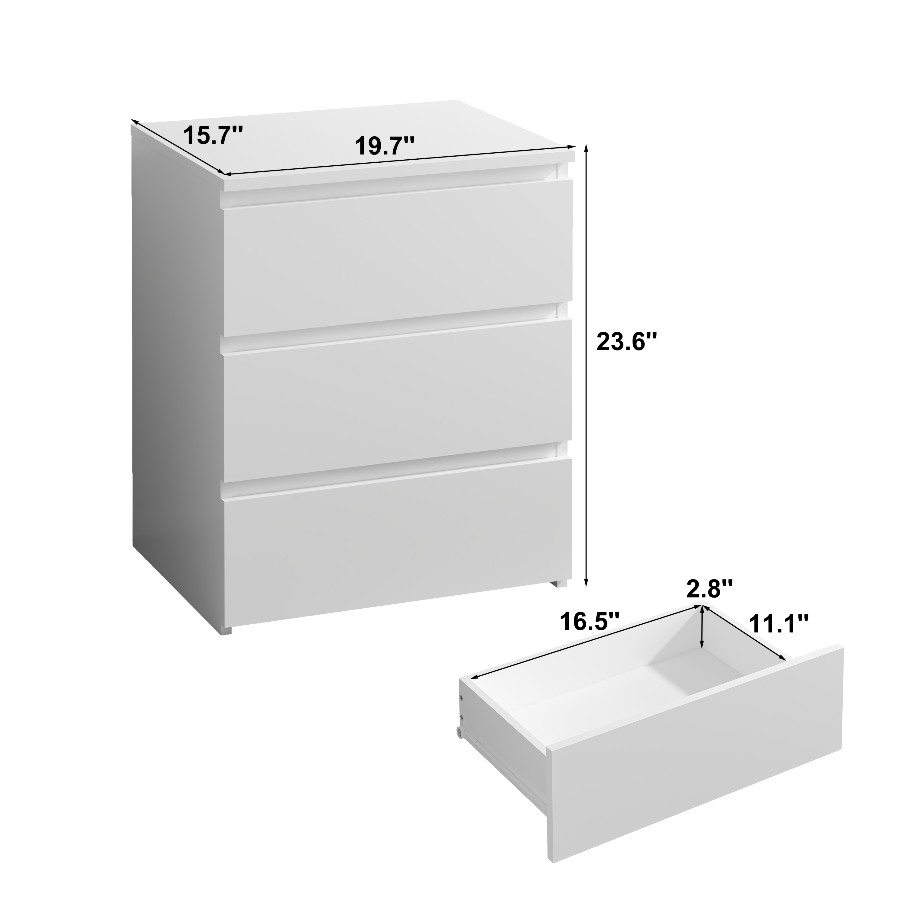 (Set of 2)3 Drawer Dresser, Small Dresser for Closet, Wooden White Nightstand for Bedroom, Chest of Drawers Side Table Storage Cabinet for Home Office , Each box Contains Two Side Tables - Grand Goldman Shop