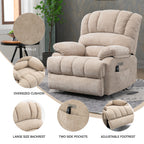 23' Seat Width and High Back Large Size Beige Chenille Power Lift Recliner Chair with 8-Point Vibration Massage and Lumbar Heating - Grand Goldman Shop