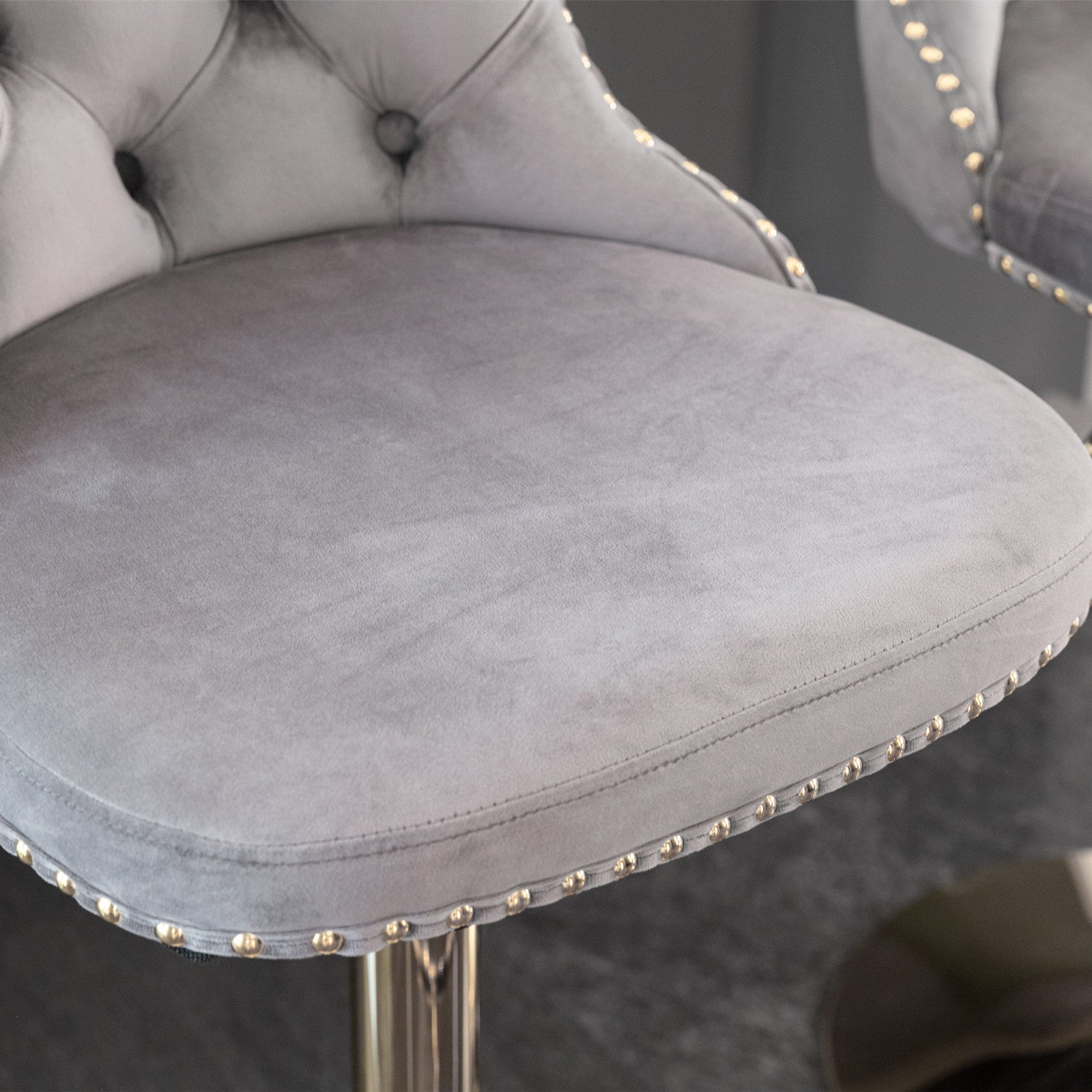 A&A Furniture,Golden Swivel Velvet Barstools Adjusatble Seat Height from 25-33 Inch, Modern Upholstered Bar Stools with Backs Comfortable Tufted for Home Pub and Kitchen Island（Gray,Set of 2） - Grand Goldman Shop
