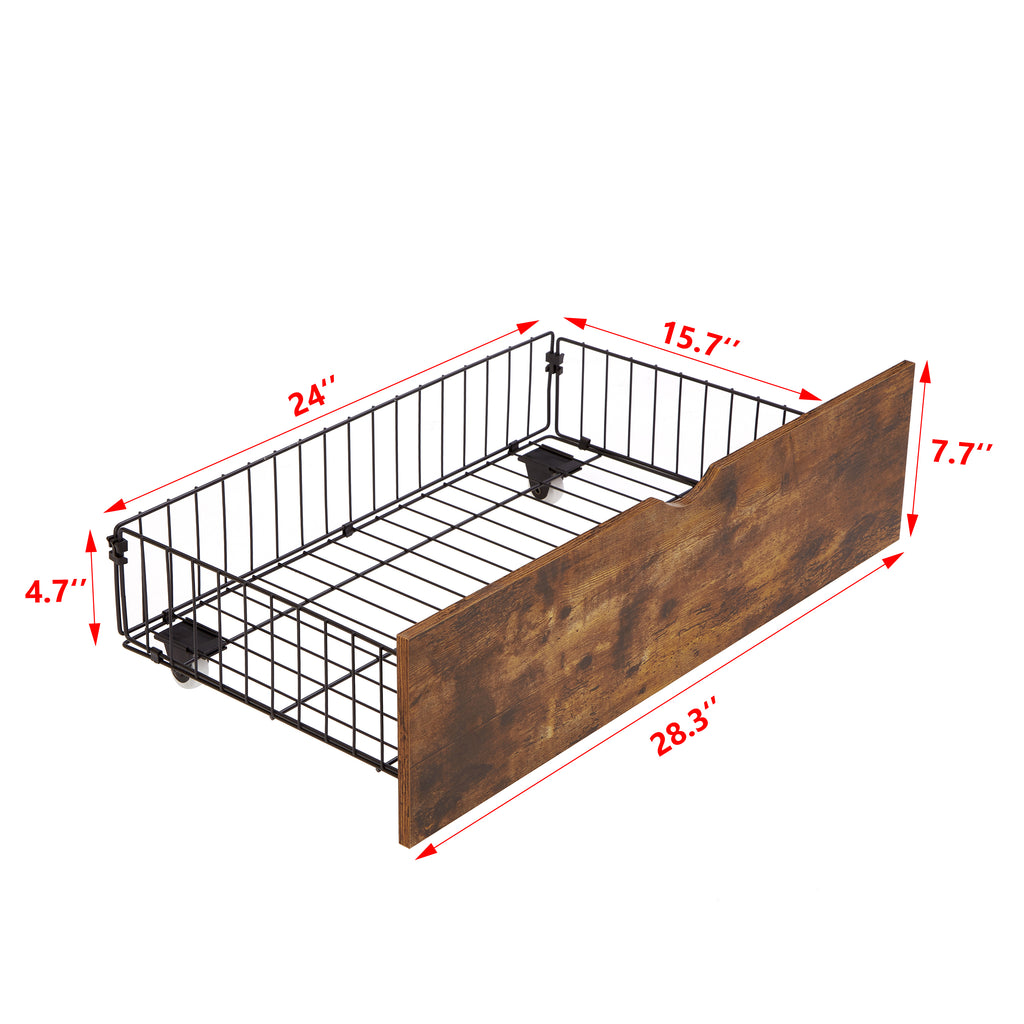 Modern QUEEN Bed Drawers with Wheels in Black and Brown MDF and Metal, 28.3 x 15.7 x 7.7 inches - Grand Goldman Shop