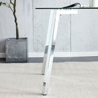 Glass Dining Table Modern Minimalist Rectangular  for 4-6 with 0.31' Tempered Glass Tabletop and plating Metal Legs, Writing Table Desk, for Kitchen Dining Living Room, 51' W x 31'D x 30' H 1123 - Grand Goldman Shop