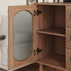 Accent Cabinet with 3 Drawers and Door, Wooden Storage Cabinet with Shelves, Sideboard for Living Room, Entryway, Natural - Grand Goldman Shop