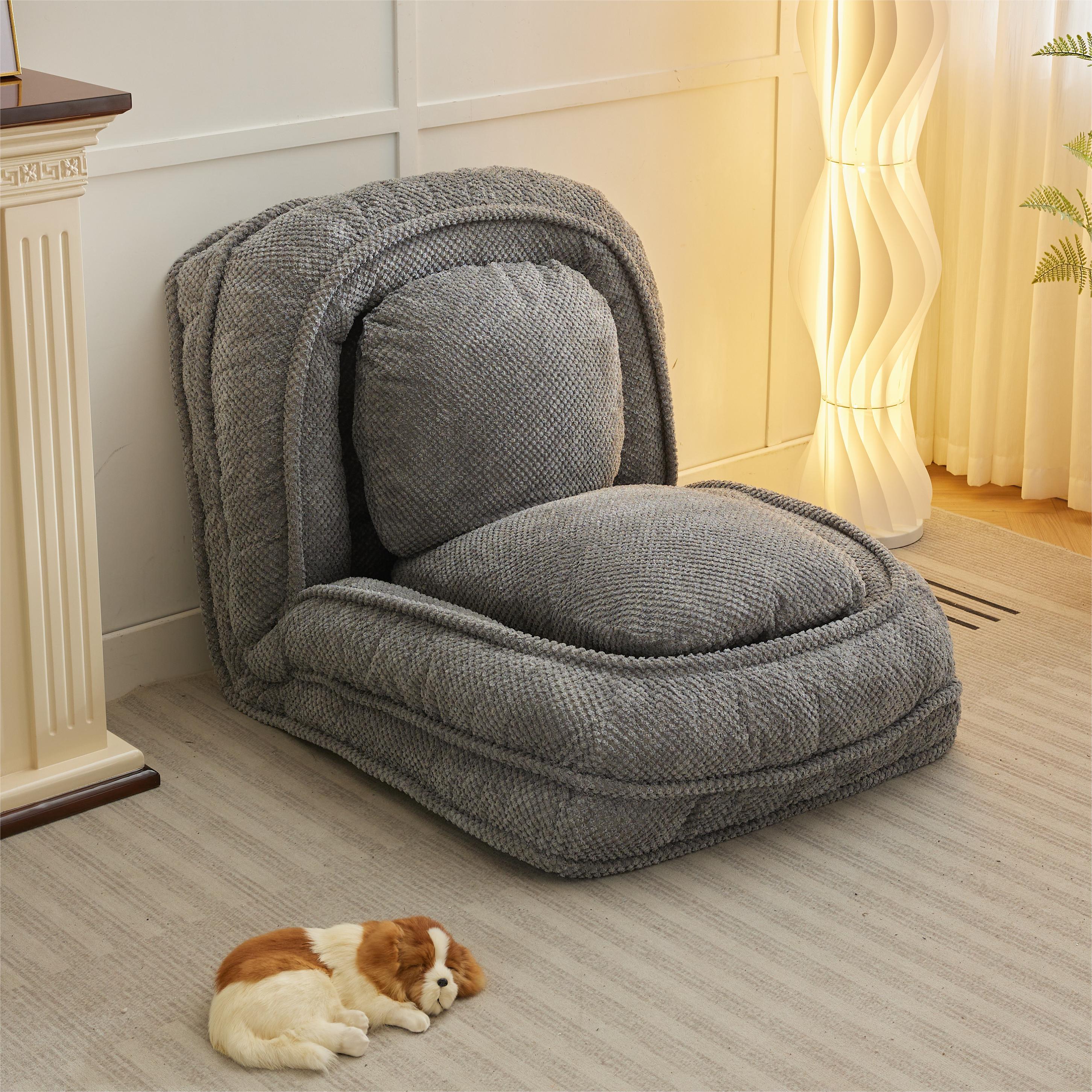 [VIDEO provided] Human Dog Bed ,Lazy Sofa Couch ,5 Adjustable Position,sit,sleep,fold,suit to put in bedroom, living room ,Space Saving Design,Gray - Grand Goldman Shop