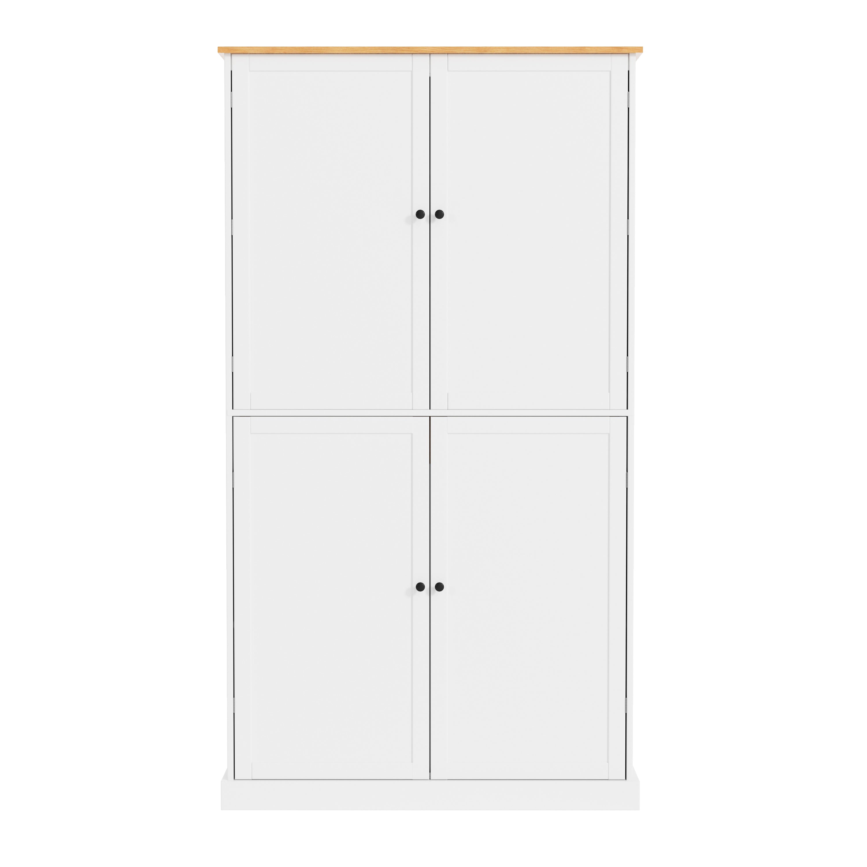 [Assembly Video Provided]TOPMAX 40.2x20x71.3inch High Freestanding Kitchen Pantry Large Cupboard Storage Cabinet with 2 Drawers, 2 Adjustable Shelves, 8 Door Shelves for Kitchen, Dining Room,White - Grand Goldman Shop
