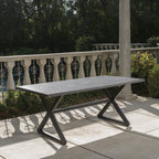 Rolando Outdoor Aluminum Dining Table with Steel Frame, Grey / Black - Grand Goldman Shop
