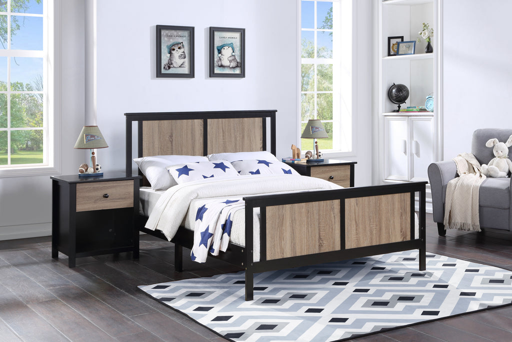 Connelly Reversible Panel Full Bed Black/Vintage Walnut - Grand Goldman