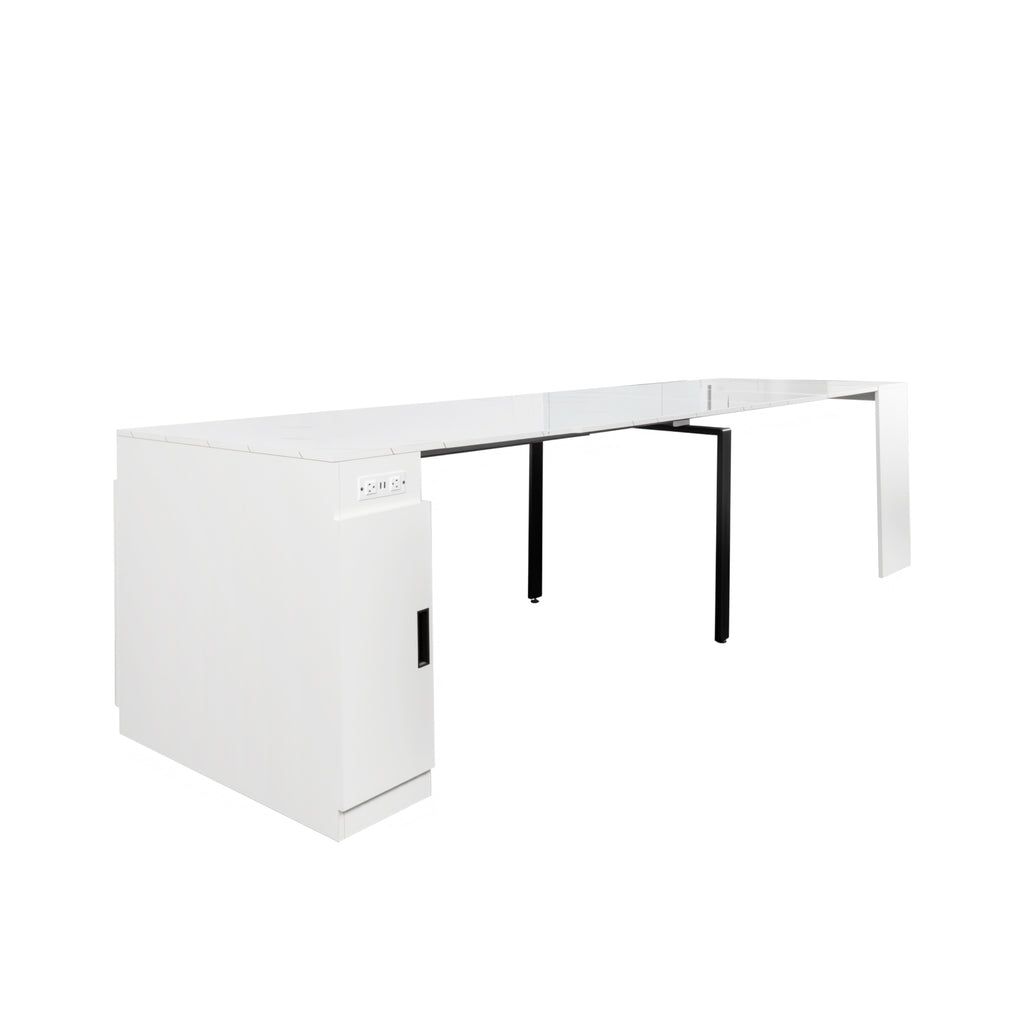 Modern Multifunctional Extendable Dining Table with Outlet, Space Saving Expanding Table with Storage for Party, Weddings, Meetings, Celebrations - Grand Goldman Shop