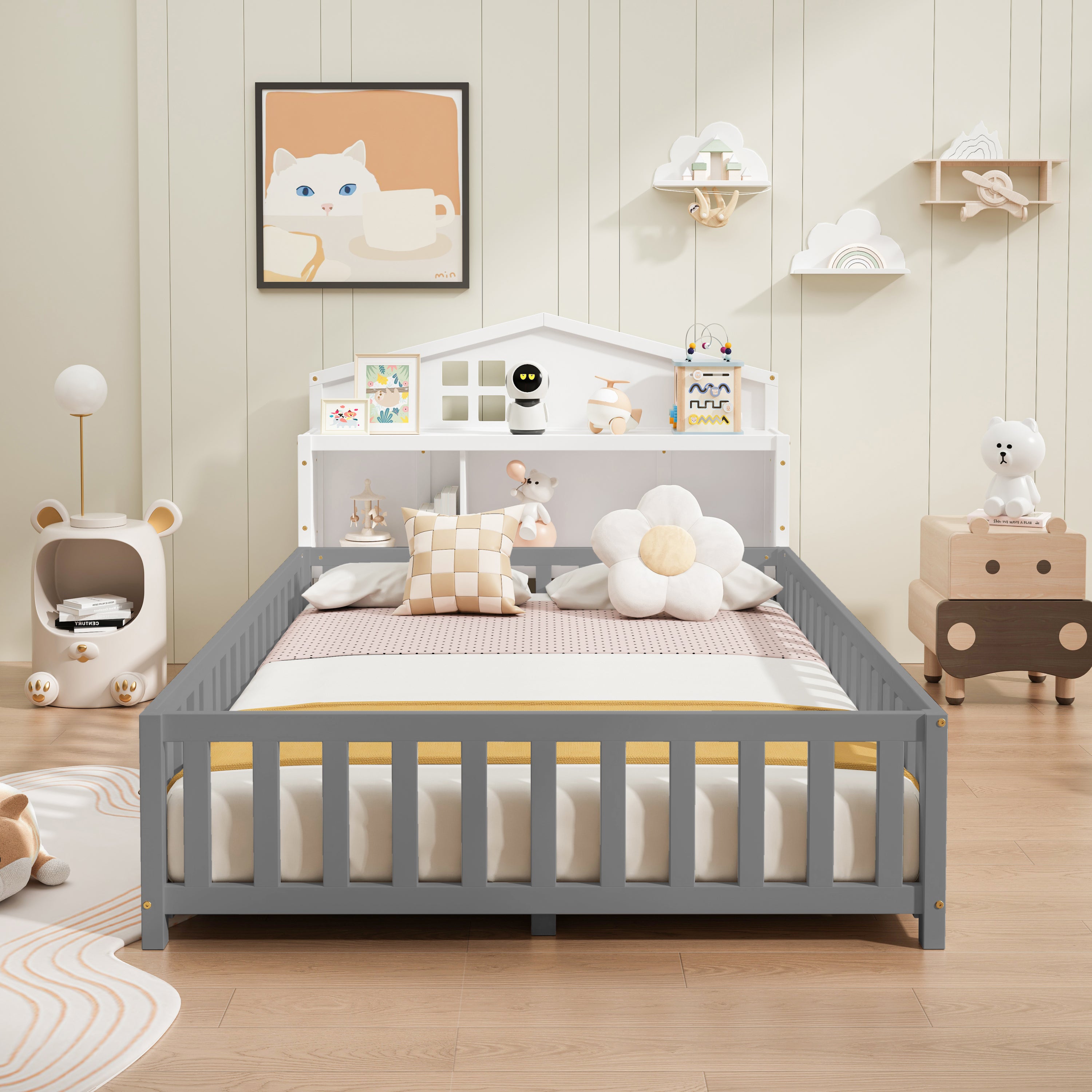 Headboards for Full-size Montessori Floor Bed White,Freely collocation - Grand Goldman Shop