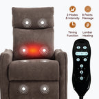 Heat Massage Manual Recliner Chair with Rocker and Swivel in Fabric for Living Room, Brown - Grand Goldman Shop