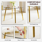 Modern minimalist style circular transparent tempered glass table, tempered glass tabletop, golden metal legs, suitable for kitchen, dining room, and living room, 42 '* 42' * 29.5 '1123r - Grand Goldman Shop