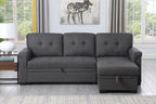 Lucca 84' Dark Gray Linen Reversible Sleeper Sectional Sofa with Storage Chaise - Grand Goldman Shop