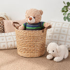 Isidore Water Hyacinth Woven Round Multi Use Storage Basket - 15.7' x 15.7' x 11.8' - Natural Brown - Grand Goldman Shop