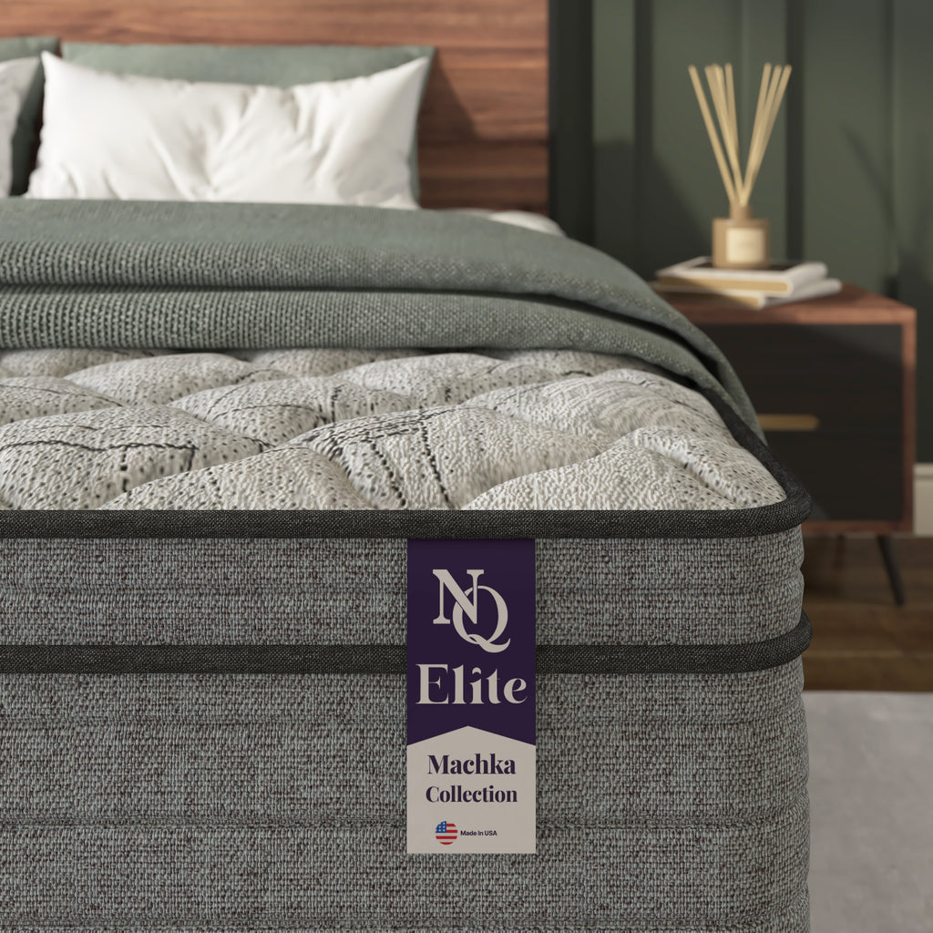 NapQueen Elite Series Machka 12 Inch Full Size Cooling Gel Memory Foam Hybrid Mattress in Grey+White, Foam+Spring, Designed for Pressure Relief and Orthopedic Support - Grand Goldman Shop