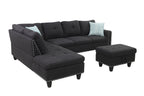 Alger 98' Wide Left Hand Facing Sofa & Chaise with Ottoman - Grand Goldman Shop