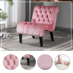 COOLMORE Modern Velvet Armless Accent Living Room Chair / Leisure Chair,Upholstered Fabric Button Comfortable Chair with Wooden Legs for Bedroom, Living Room, Office (Pink Velvet) - Grand Goldman Shop