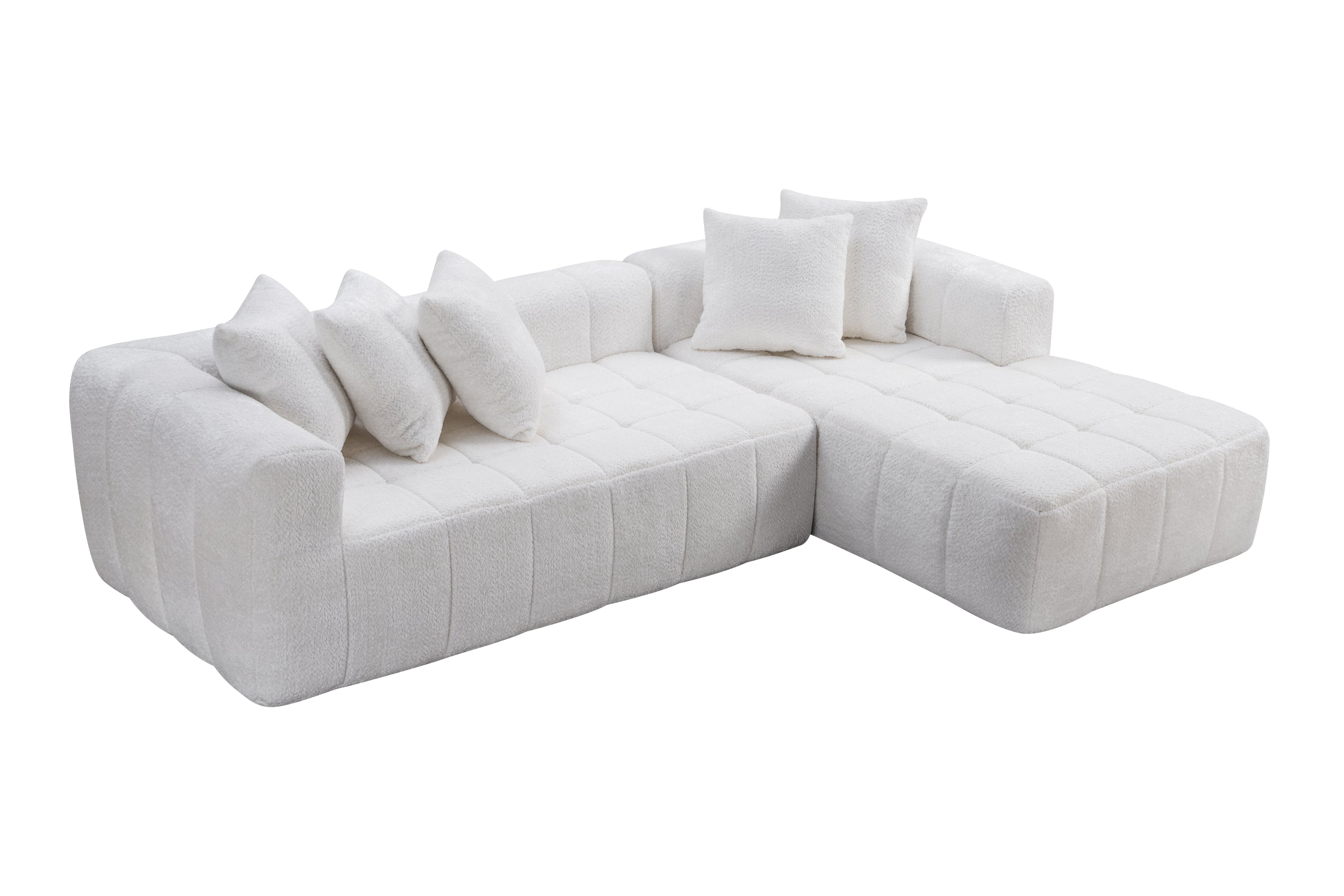107.9'Cloud Modular Sectional Sofa Couch with L-Shape Chaise,Modern Minimalist Upholstered Couches for Living Room Bedroom,Deep Seat Corner Couch,No Assembly Required - Grand Goldman Shop