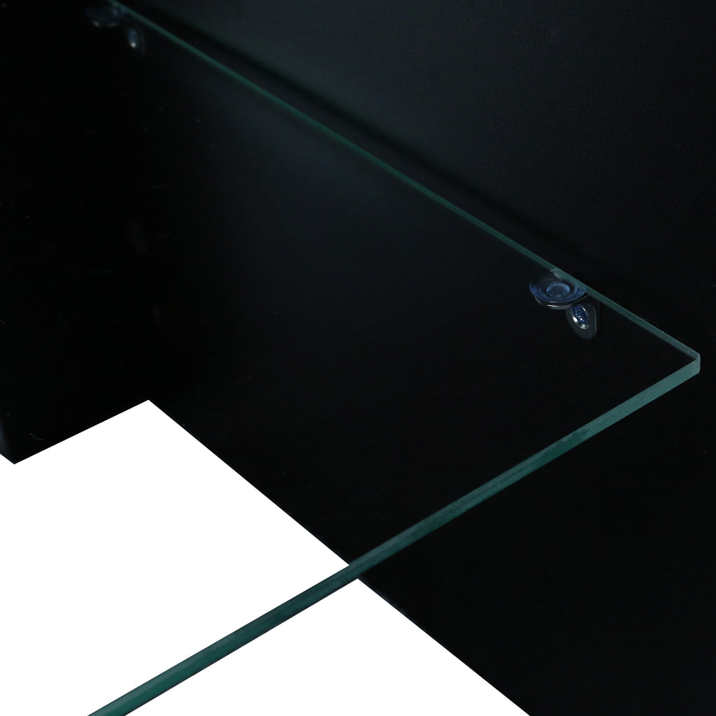 Modern Black TV Stand, 20 Colors LED TV Stand w/Remote Control Lights - Grand Goldman Shop