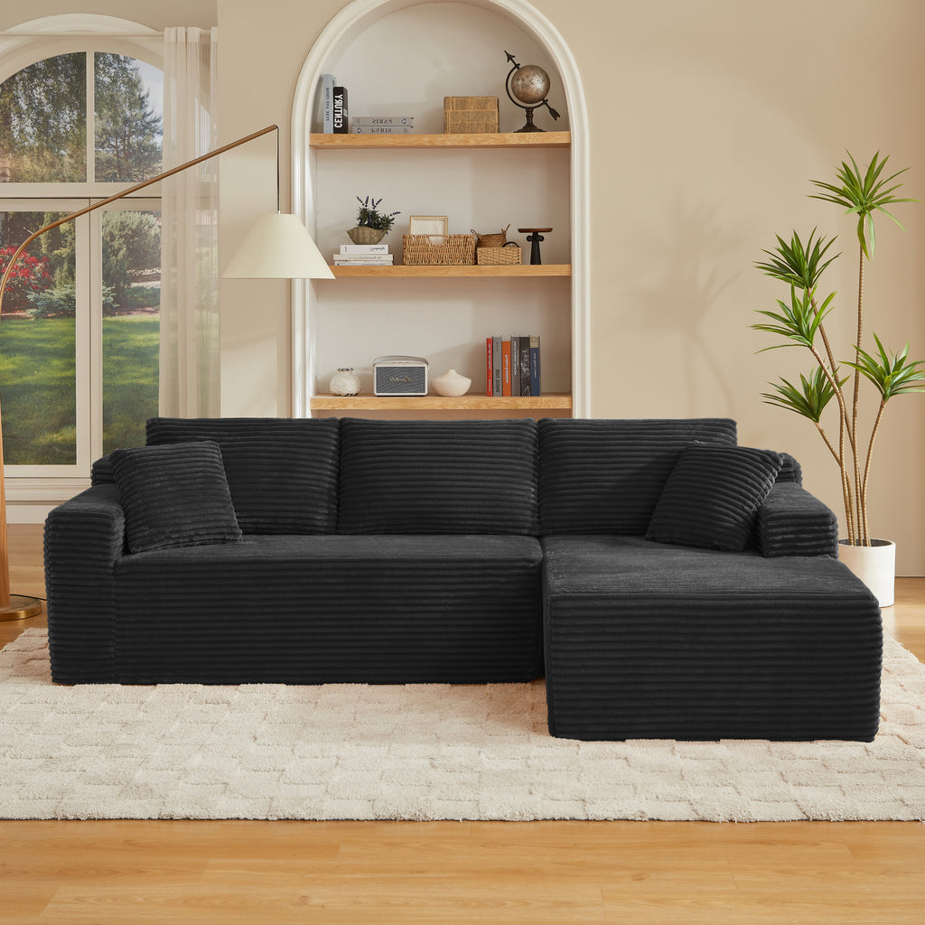 L-Shaped Cloud Sectional Sofa with Deep Seat,No Assembly Required,Modular Couches Sleeper for Living Room,Bedroom,Apartment,Black - Grand Goldman Shop