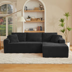 L-Shaped Cloud Sectional Sofa with Deep Seat,No Assembly Required,Modular Couches Sleeper for Living Room,Bedroom,Apartment,Black - Grand Goldman Shop