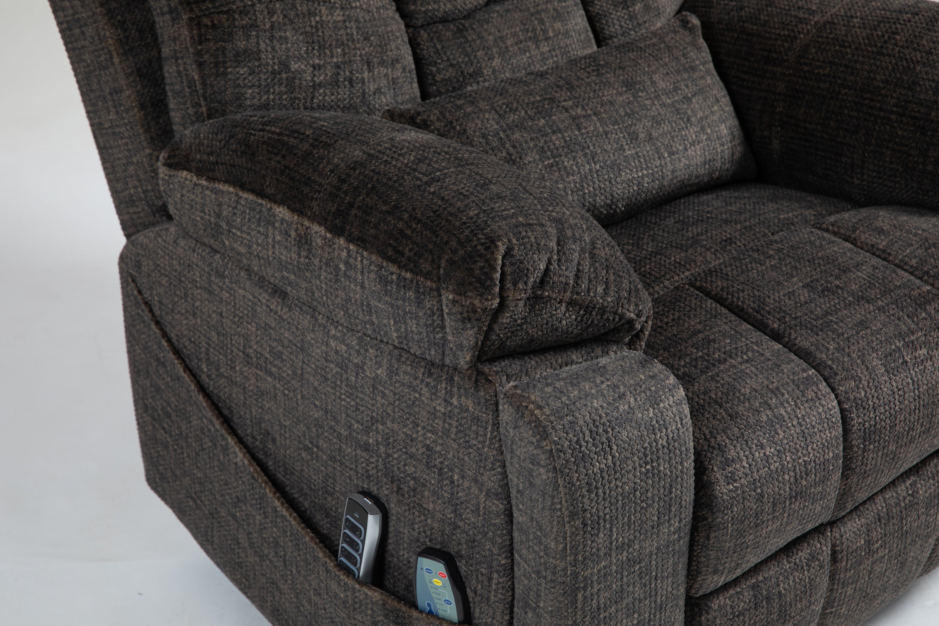 Old age electric lift chair, flat high density foam electric sofa, with heating and massage functions, can tilt to 180 degrees, 2 pocket cup holders, 2 remote controls, 4 OKIN motors - Grand Goldman Shop