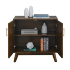 Mid Century Modern Fluted Sideboard Cabinet with Adjustable Shelves & Solid Wood Legs, Buffet Cabinet with Storage, Walnut Storage Cabinet for Living Room, Entryway, Hallway, Dining Room, Kitchen - Grand Goldman Shop