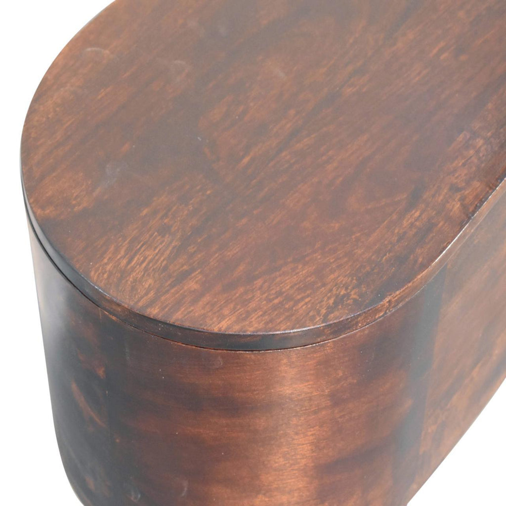 Solid Wood Light Rounded Lid-up Blanket Box, Walnut, Dark Brown - Grand Goldman Shop