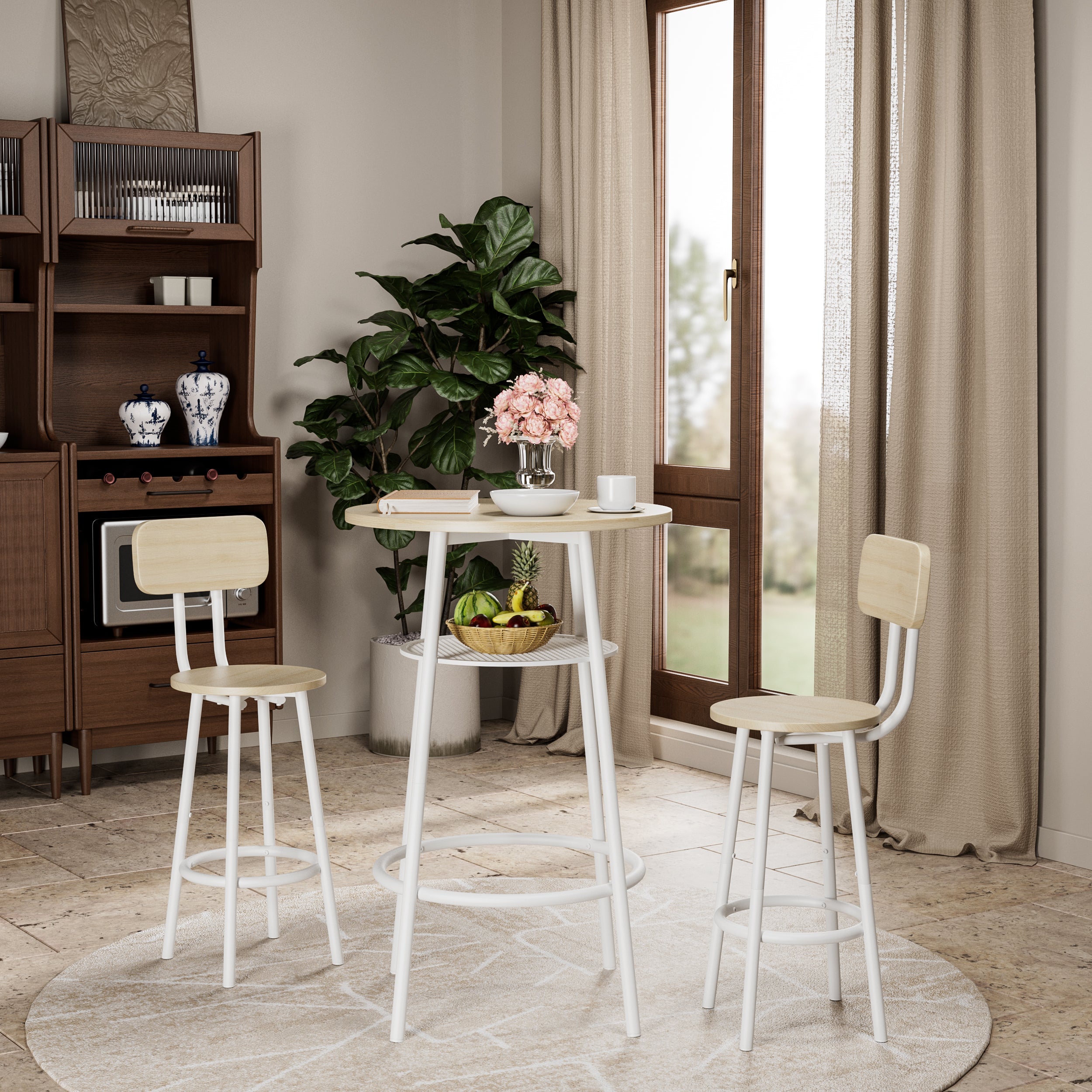 Bar table, equipped with 2 bar stools , with backrest and partition - Grand Goldman Shop