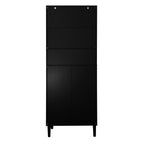 Tempered Glass Door Tall Storage Bookcase with adjustable board, 4 doors MDF painting finished cabinet, Black, Living room Bedroom storage - Grand Goldman Shop