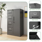 Metal Storage Vertical Filing Cabinet with Lock, Steel File Locker with 4 Drawers and 1 door for School, Living Room, Bedroom
